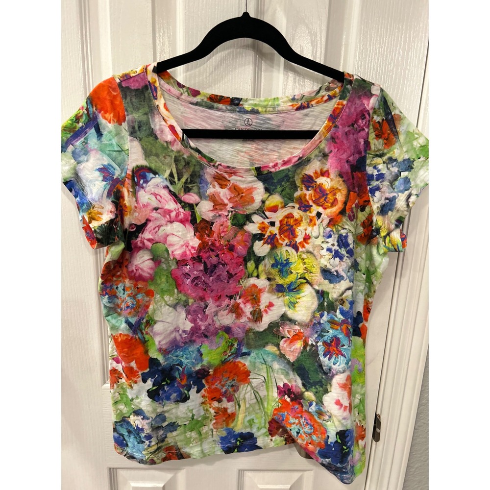 Lands' End Floral Short Sleeve Tee in Multicolor